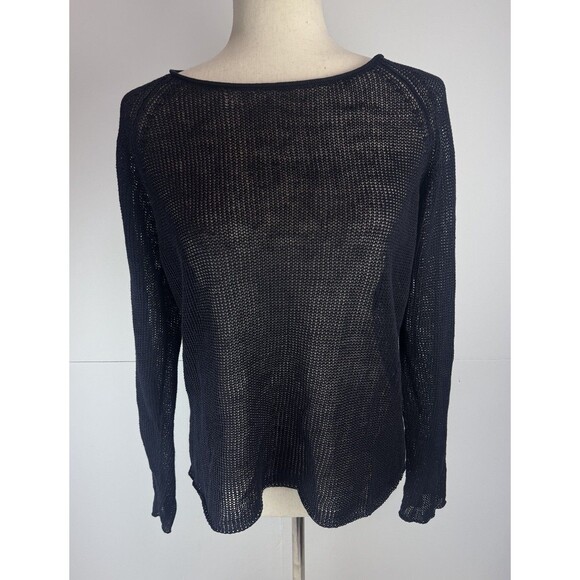 Eileen Fisher Fine Gauge Linen Mesh Scoop Neck Raglan Sleeve Top Size: PM - Picture 2 of 10